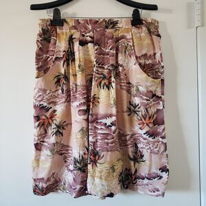 Vintage Hilo Hattie Hawaiian Print High Waisted Shorts/Culottes Sz. L Vacay